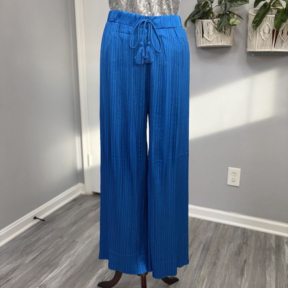 Sunny Leigh Royal Blue Pleated Wide-Leg Pants